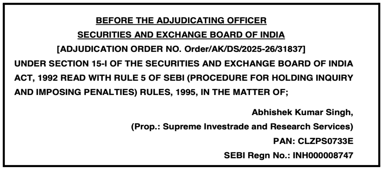 SEBI Action Against Supreme Investrade for Misleading Advisory Services