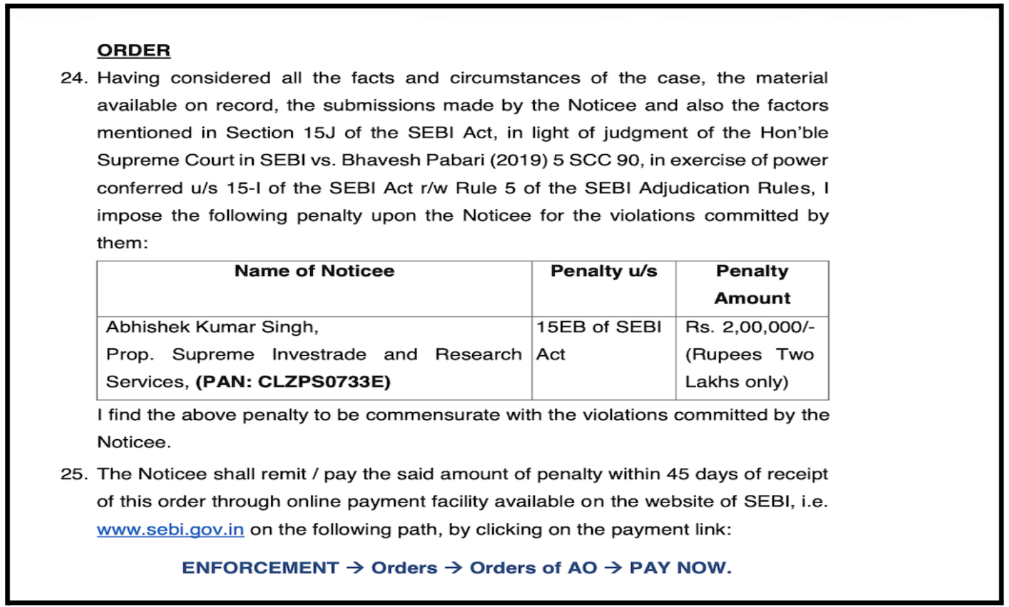SEBI penalty Against Supreme Investrade for Misleading Advisory Services