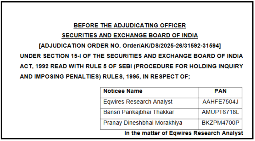 Eqwires Research Analyst SEBI Order