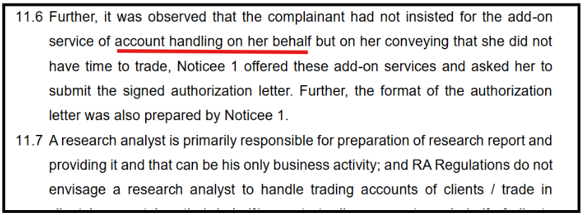 Unauthorised Handling of a Client's Trading Account by Eqwires research