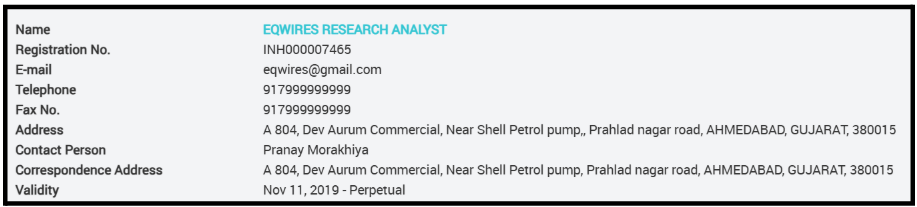 Eqwires Research Analyst SEBI Registration