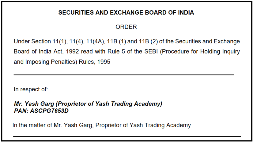 Yash Garg SEBI Order