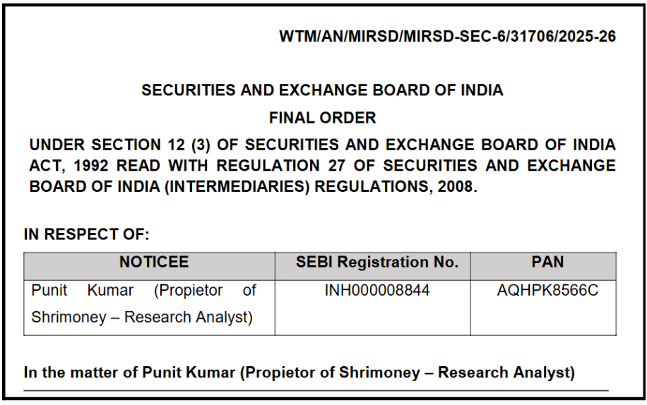 Shri Money final order