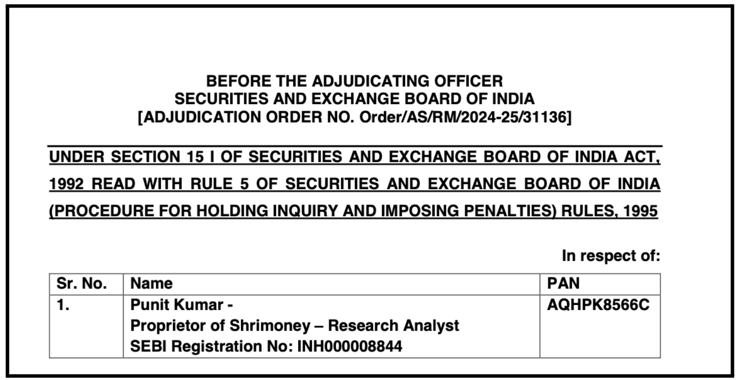 Punit Kumar Research Analyst order