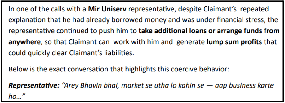 Mir Uniserv representitive