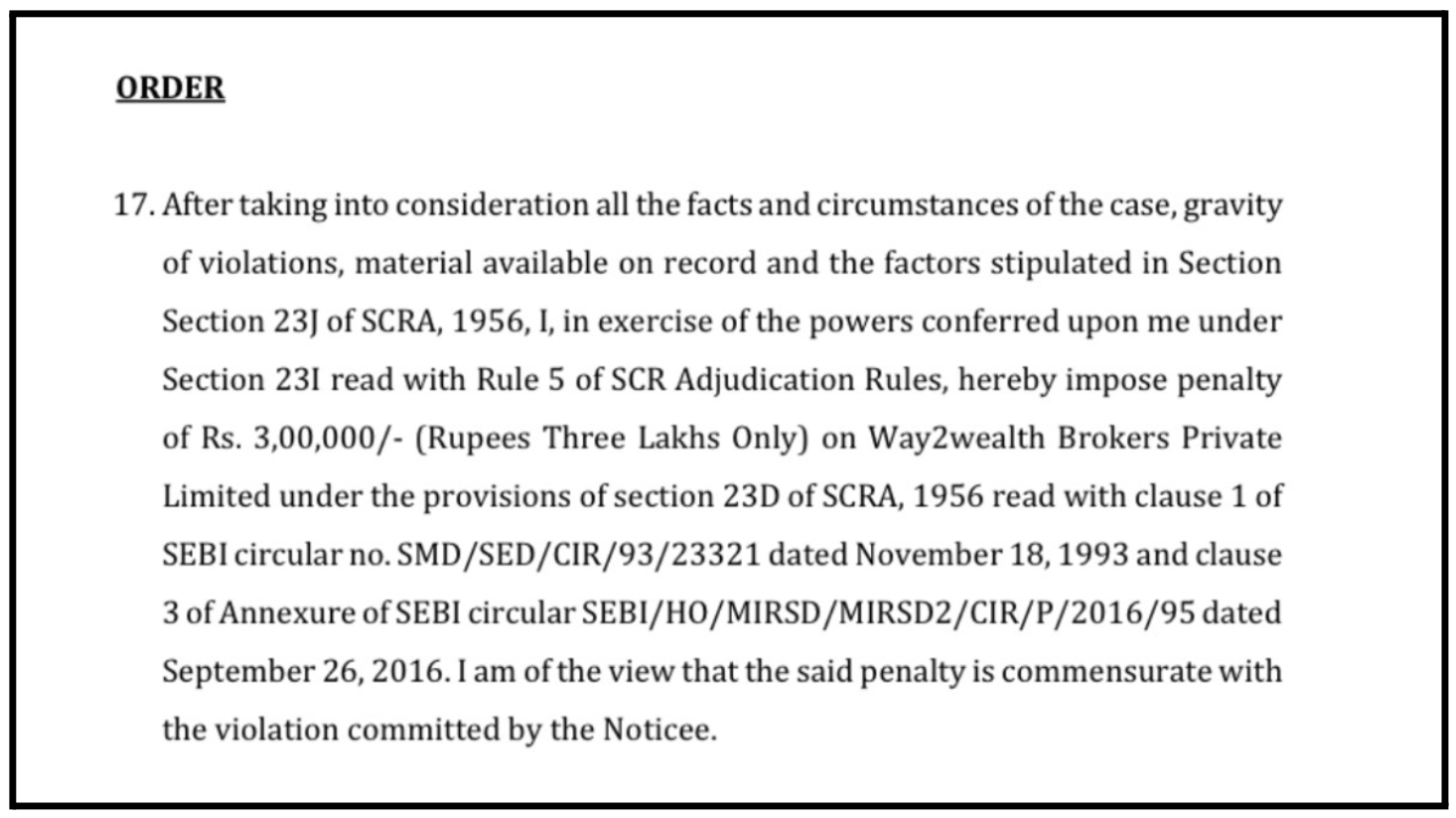 way2wealth sebi penalty