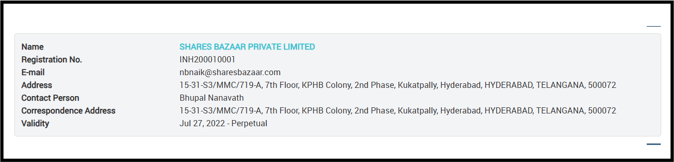 Shares Bazaar SEBI registration