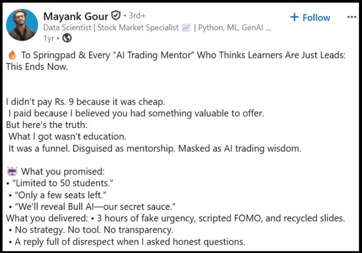 Springpad AI complaints