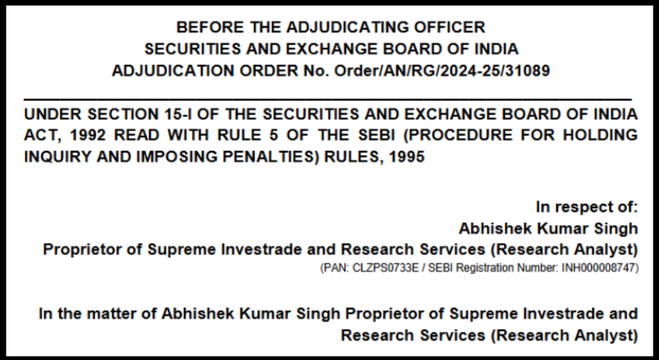 Supreme Investrade sebi order 2024