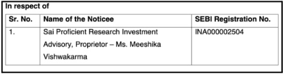 Sai Proficient Research Investment Advisory Registration details