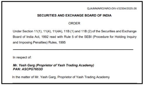 Yash Garg SEBI Order