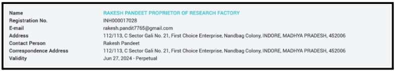 Rakesh Pandeet SEBI Registration status