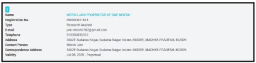 One Nivesh registration status