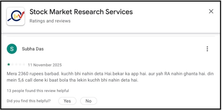 Stock Market Research and Services Complaints