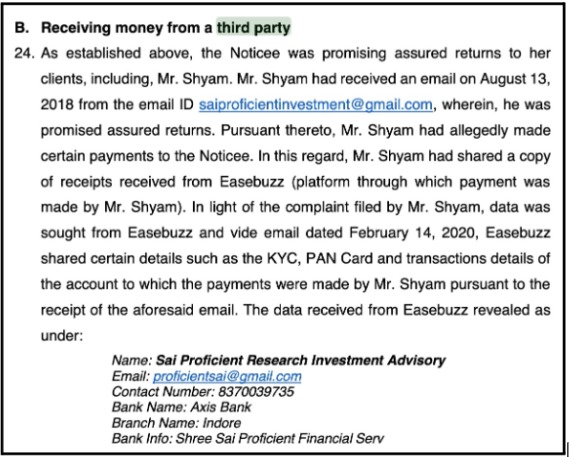 Violations by Sai Proficient Research Investment Advisory