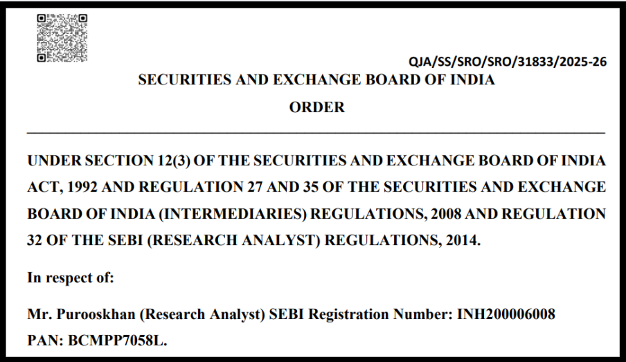 SEBI Order Against Mr. Purooskhan