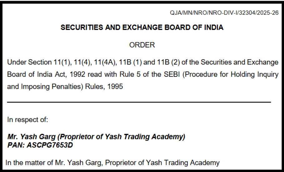 yash trading academy SEBI order