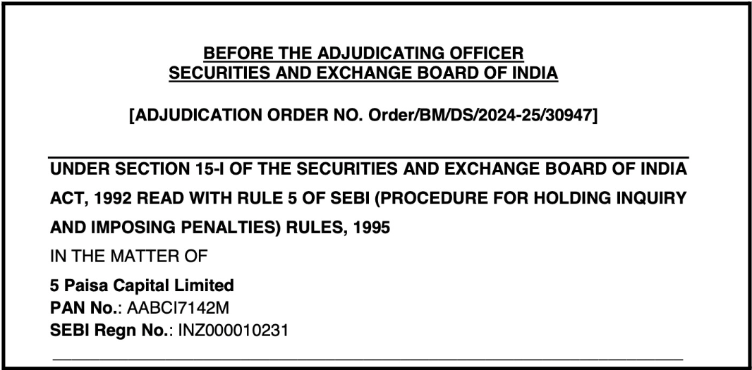 5Paisa sebi order