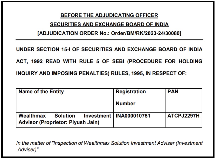 Piyush Jain SEBI Order
