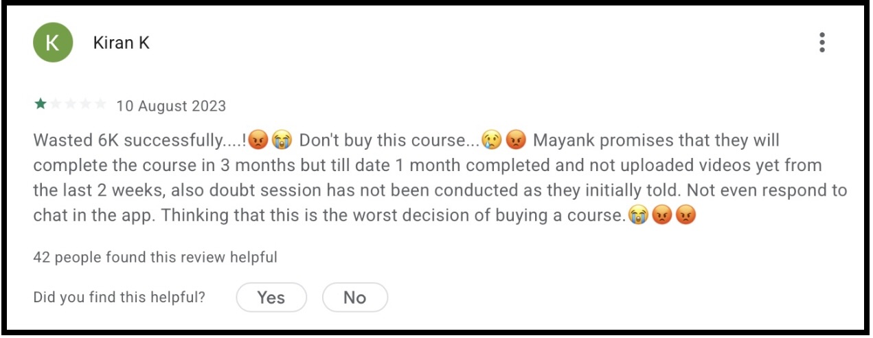 Mayank Raj user review