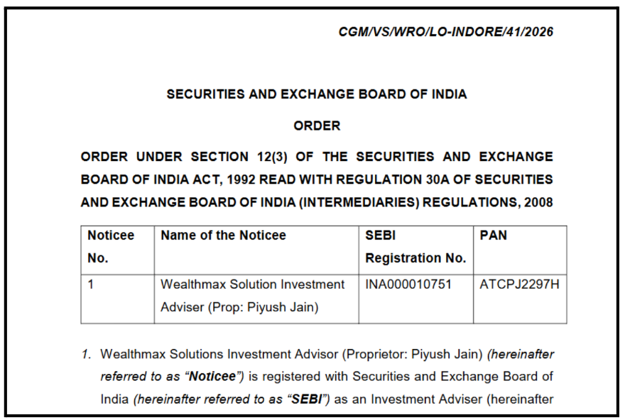 SEBI Action Against Wealthmax Solution