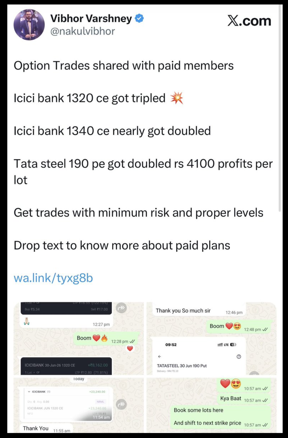 Vibhor Varshney profit calims