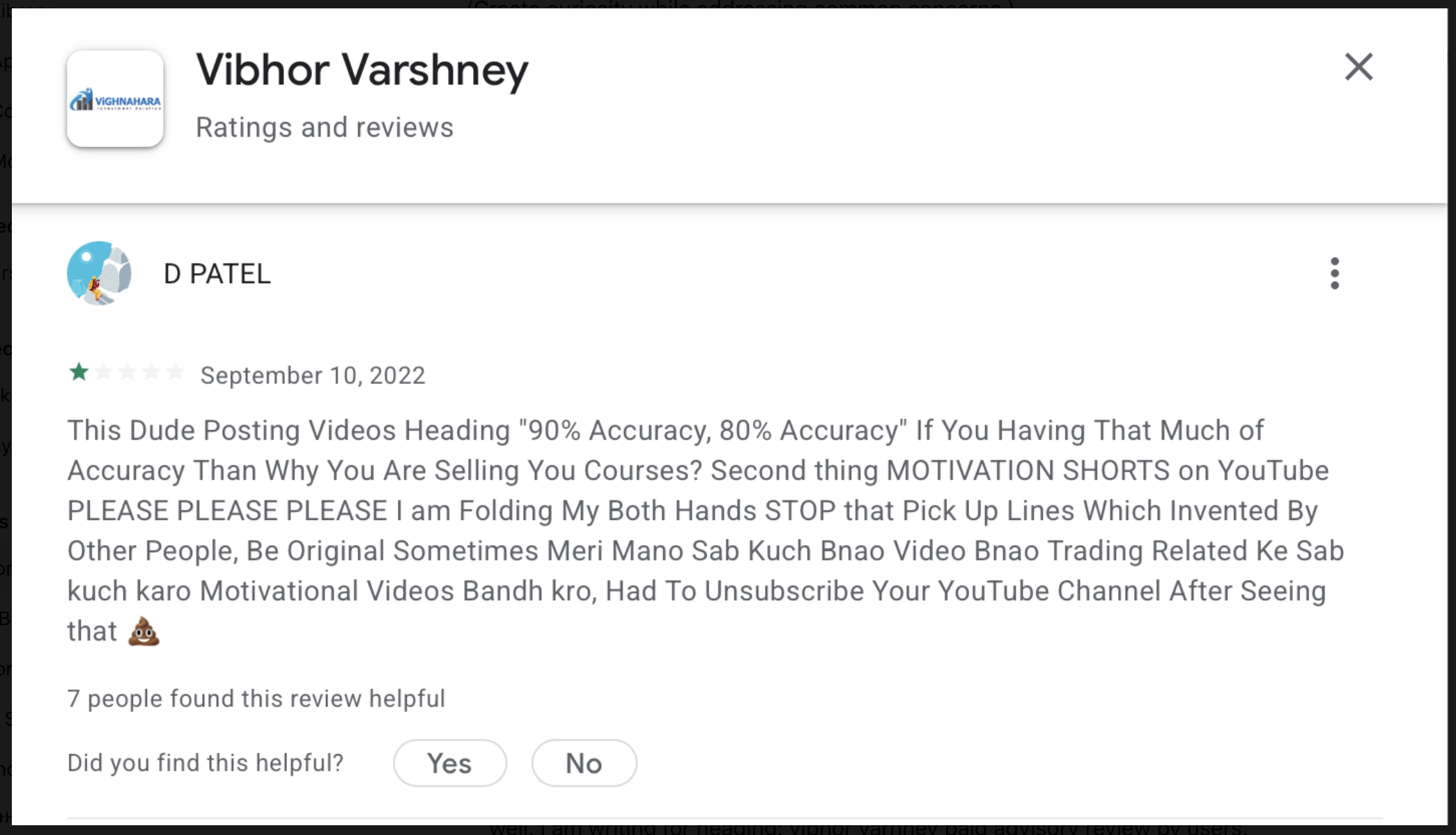 vibhor varshney paid advisory reviews