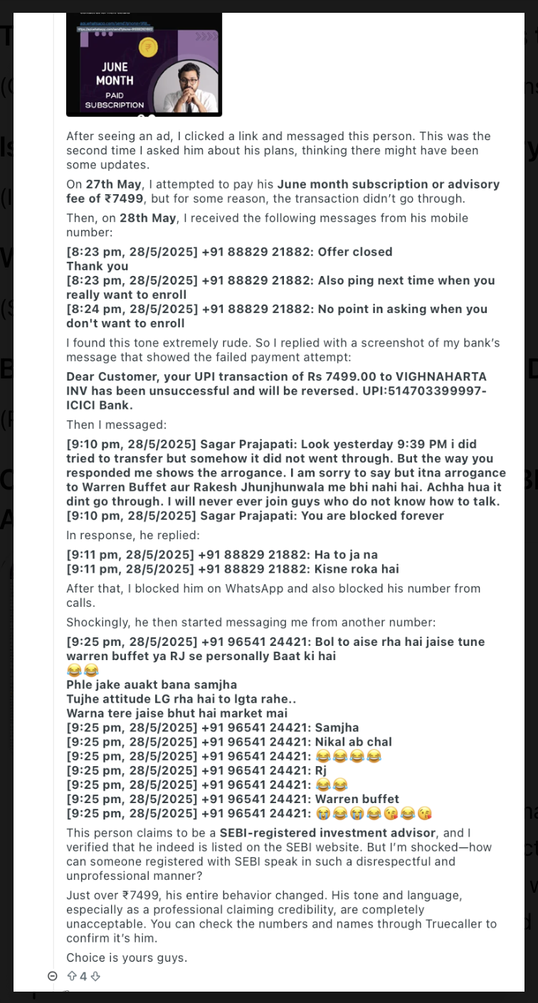 vibhor varshney paid advisory user review