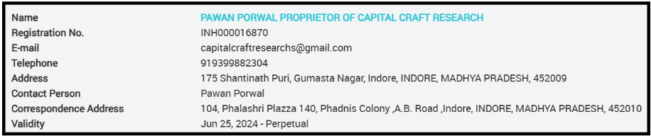 capital craft research sebi registration