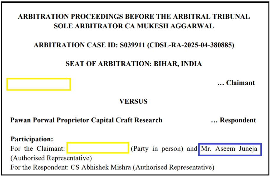 capital craft research arbitration case