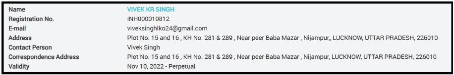 vivek singh sebi registered