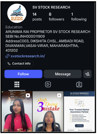 sv stock research company owner 