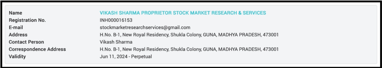 Stock Market Research & Services sebi registration
