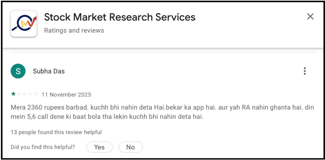 Stock Market Research & Services user review