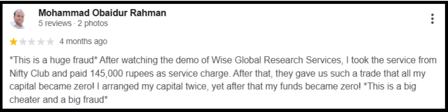 Wise global research google review