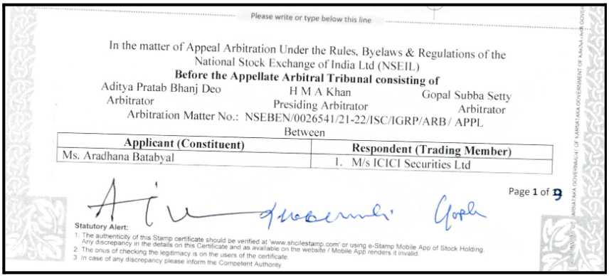 icici securities arbitration