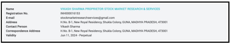 Stock Market Research and Services SEBI registration