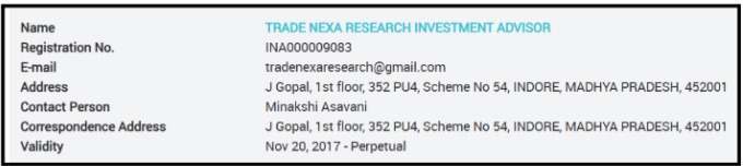 Minakshi Asavani SEBI Registration status