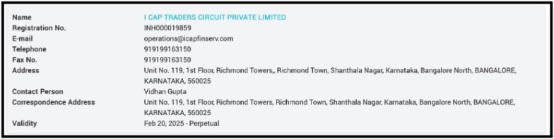 Traders Circuit SEBI Registration status