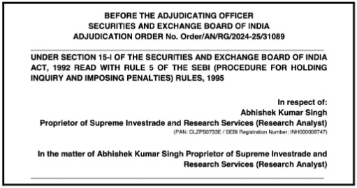 SEBI Order Against Supreme Investrade