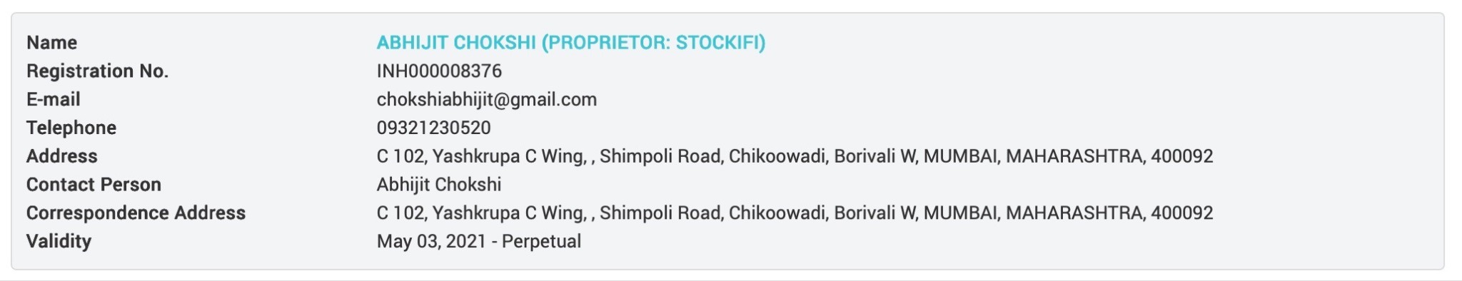 Stockifi sebi details