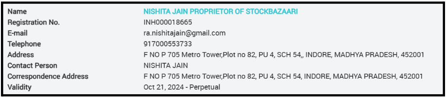 Stockbazaari SEBI Registration