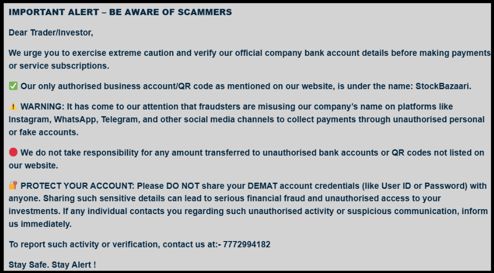 stockbazaari disclaimer