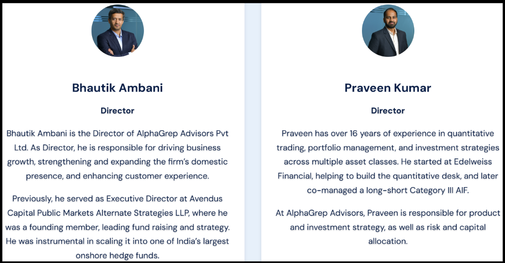 Alphagrep advisors private limited team