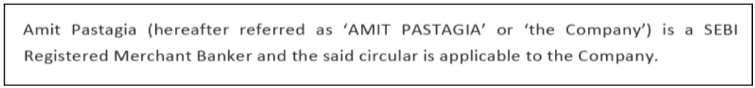 Bull Wave policy naming Amit Pastagia a SEBI registered Merchant Banker