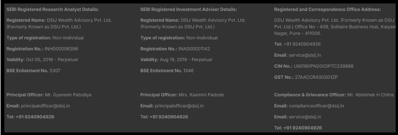 DSIJ wealth advisory details