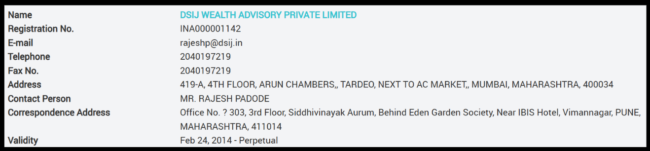 DSIJ wealth advisory ia registration