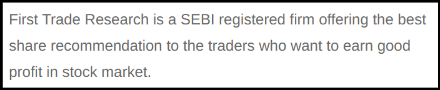 First trade research website claim