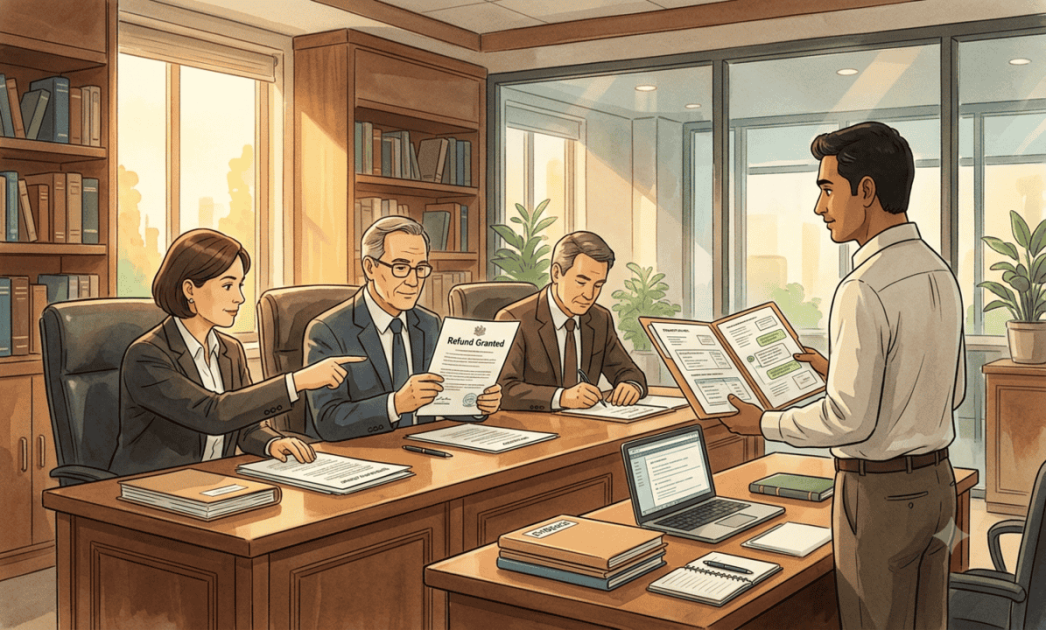 Professional consultants analyzing financial recovery documents together.