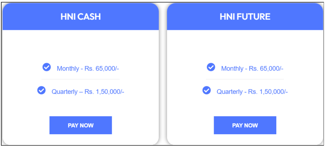 Global Vision Research HNI plans listed on website without explicit risk profile checks.